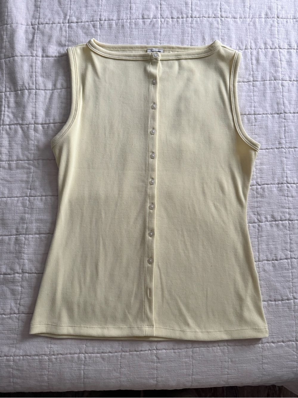 Abercrombie & Fitch Pale Yellow Ribbed Button-Back Tank